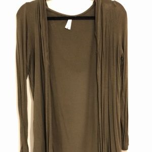 olive green cardigan